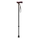 Adjustable Lightweight Black Wave "T" Handle Cane with Wrist Strap