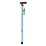 Adjustable Lightweight Blue Wave "T" Handle Cane with Wrist Strap