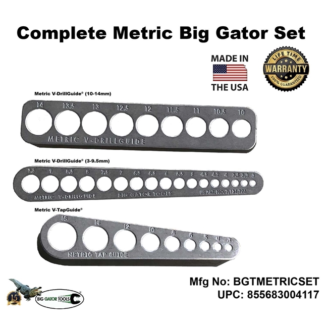 Big Gator Tools BGTBGTMETRICSET - V-DrillGuides & V-TapGuides 3PC Set - Metric
