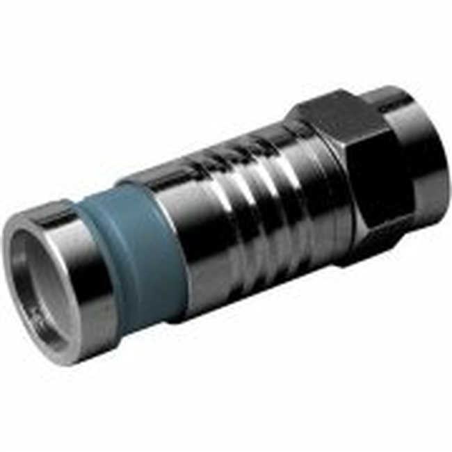 Channel Vision 2134/100 - Push and Seal "F" Connector for RG6Q Coax Quad Shield (Blue) 100-Pack