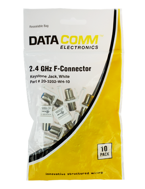 DataComm 20-3202-XX-10 - 2.4 GHz F-Connectors Keystone Insert, Female x Female - 10-Pack