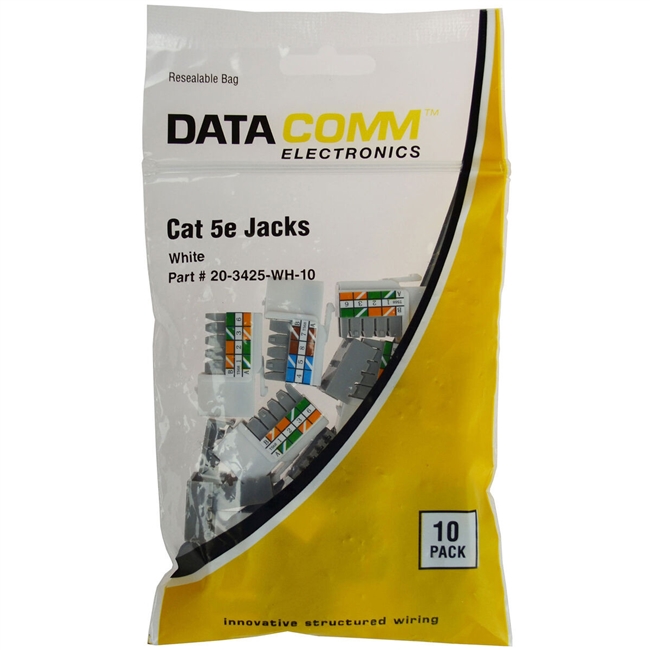DataComm 20-3425-XX/10 - CAT5e Unshielded Keystone Jacks 10-Pack