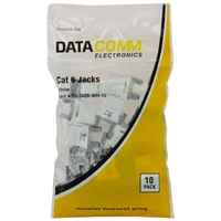 DataComm 20-3426-00/25 Cat6 Unshielded Keystone Jack 25 Pack - White