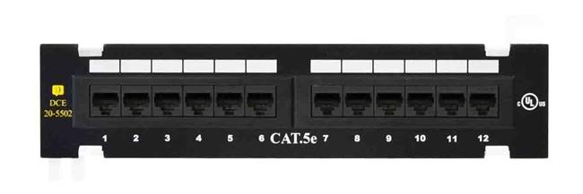 DataComm 20-5502 - 12-Port Cat5e Mini Patch Panel w/89D Mounting Bracket