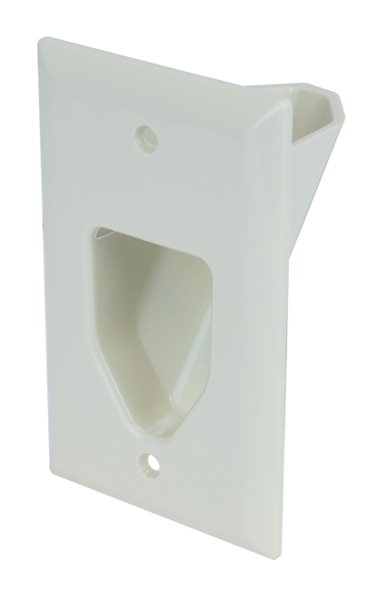 DataComm 45-0001-WH - 1-Gang Recessed Low Voltage Cable Management Plate Standard Size - White