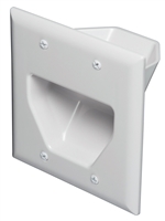 DataComm 45-0002-WH - 2-Gang Recessed Low Voltage Cable Management Plate - White
