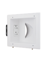 DataComm 45-0032-WH - Recessed Low Voltage Media Plate w/20 Amp Duplex Receptacle White