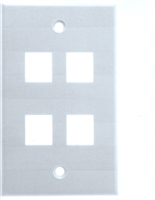 Dynacom 10600 P4 WH/10 - 4-Port Keystone Single-Gang Flush Wall-Plate - White 10/Pack