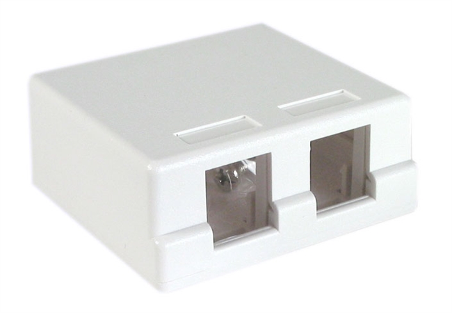 Dynacom 10600-SB2 WH/10 - 2-Port Surface Mount Keystone Box - White 10/Pack