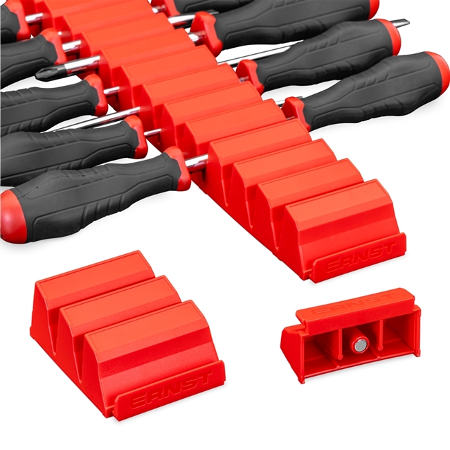 Ernst 5613M RD - Screwdriver Pro Magnetic Modular Organizer Holds 26 Drivers - Red