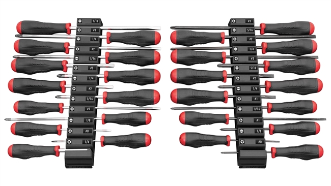 Ernst 5615M+5653M BK - Screwdriver Pro + Screwdriver Pro XL Magnetic Modular Organizer Holds 40 Drivers - Black