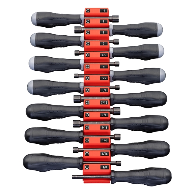 Ernst 5651M RD - Screwdriver Pro XL Magnetic Modular Organizer Holds 14 Drivers - Red