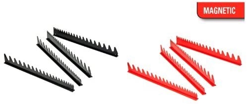 Ernst 6014M RD+6015M BK - Magnetic Wrench Rail Organizers Holds 40ea - Red/Black