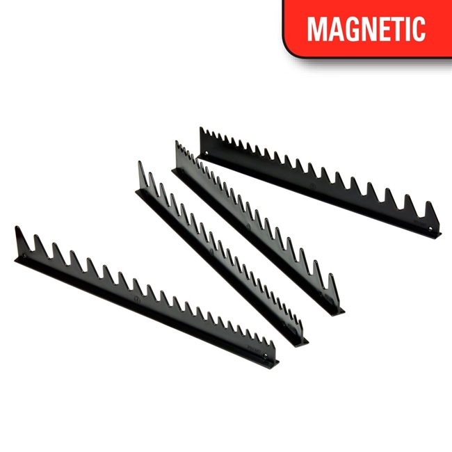 Ernst 6015M BK- Magnetic Wrench Rail Organizer Holds 40 - Black