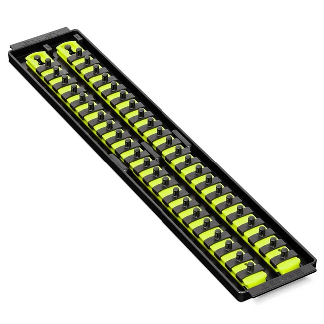 Ernst 8461HV  Socket Boss High Density Tray 2- 18" Rails Â¼" Clips - Hi-Viz Yellow
