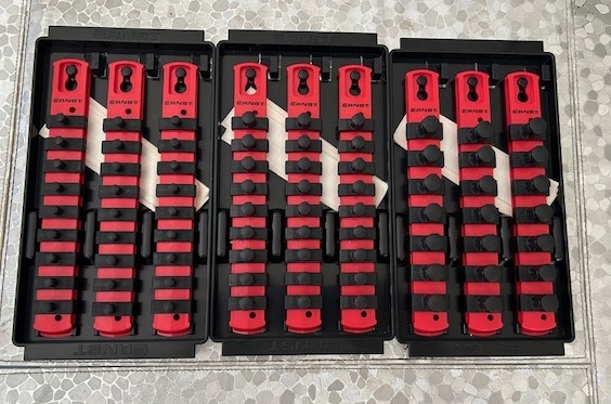 Ernst xxxx RD - Mini Socket Boss Pro High-Density 3-Trays, 9) 8" Rails in Â¼ â…œ Â½" - Red