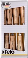 Felo 18108 MF - Wooden Handle Grip Slotted/Phillips/Pozidriv Screwdriver 7PC Set