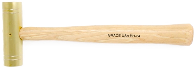 Grace USA BH-24 - Brass Hammer  w/Hickory Handle 24oz.