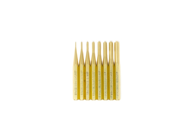 GRACE USA BRP-8 - Solid Brass Roll Pin Punch 8PC Precision Set