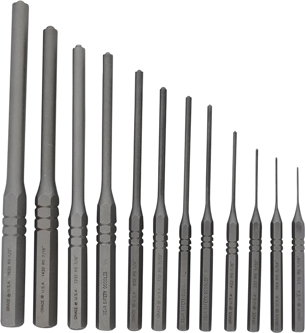 GRACE USA RS-12 - Steel Roll Spring Punch 12PC Precision Set