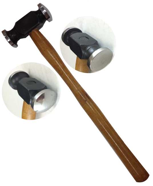 ITN PH260 Jeweler's Chasing Hammer DBL Face 1" Flat - 1" Convex Face