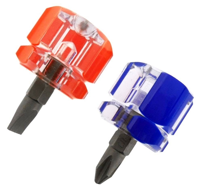 ITN PS2 - Mini Stubby Scrwdriver 2PC Set 1 Slotted + 1 Phillips w/Color Coded 1Â½" Hands
