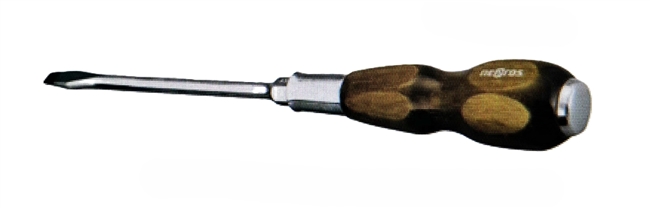 Nepros ND3M-08 - Wooden-Grip Slotted Screwdriver 8mm x 1.2mm - Magnetic