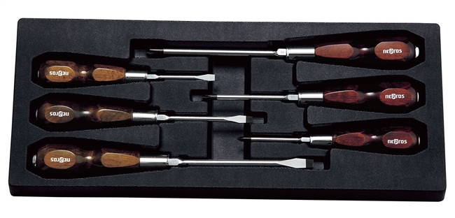 Nepros NTD306 - Wooden-Grip Screwdriver 6PC Mix Set w/Magnetic