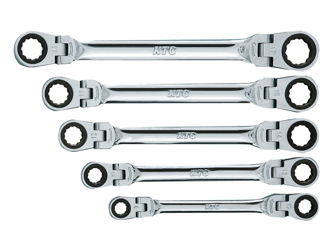 KTC TMR105 - Double-Flex Short Ratchet Box End Wrench 5PC Set - Metric