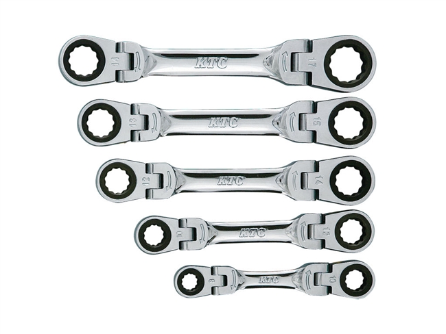 KTC TMR1S05 - Double-Flex Shorty Ratchet Box End Wrench 5PC Set - Metric