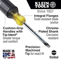 Klein 600-4 - 1/4" Keystone Tip Screwdriver, 3" Square Shank w/Cushion-Grip