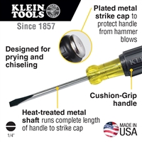 Klein 602-4DD - 1/4" Cabinet Demolition Driver, 4" Shank w/Cushion-Grip