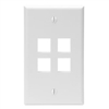 Leviton 41080-4WP/25- Single-Gang QuickPort Wall Plate Standard Size - White - 25 PACK