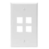 Leviton 41080-4WP/25- Single-Gang QuickPort Wall Plate Standard Size - White - 25 PACK