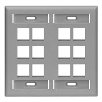 Leviton 42080-12 GY - 12-Port Dual-Gang QuickPort Wallplates w/ID Windows - Gray