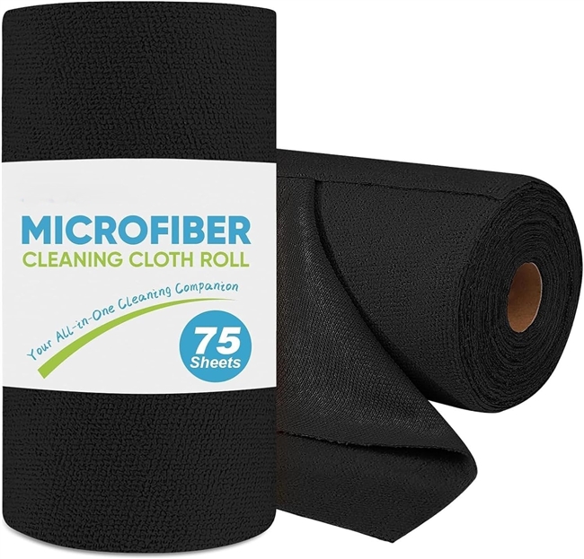 Microfiber Cleaning Cloth Roll, 75PK - Black - 11.5Ã—11.5"