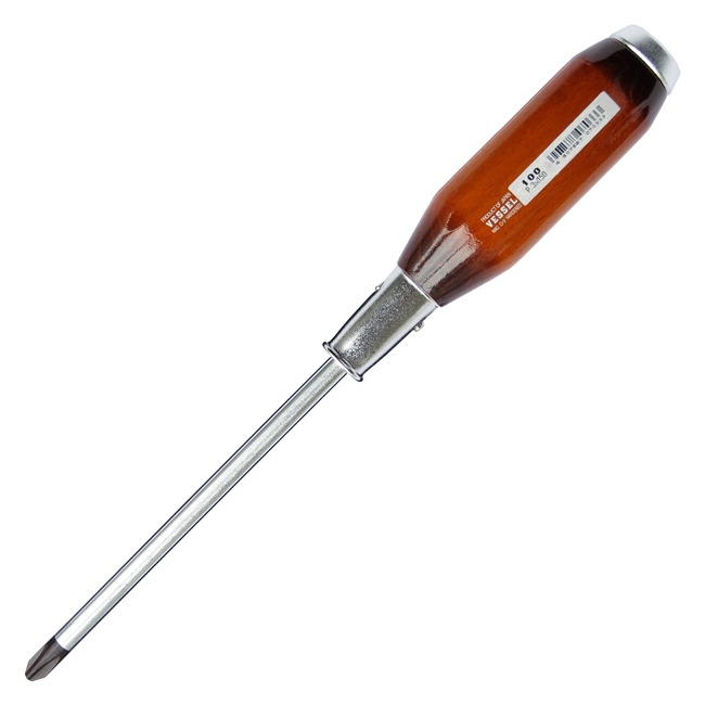 Vessel 100P3150 PH3 - Wooden-Grip Phillips Screwdriver PH3 - Magnetic
