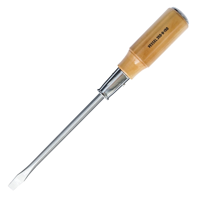 Vessel 350-8-150 - Wooden-Grip Slotted Screwdriver 150mm