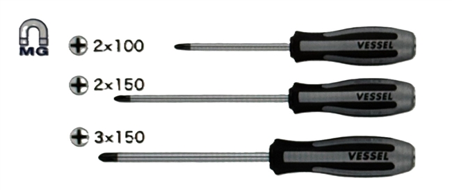 Vessel 980 Series - Megadora Impact Screwdriver 3PC Set - Magnetic Tip