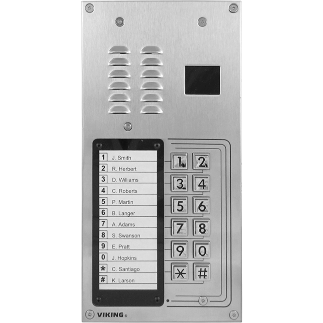 Viking K-1270-IP - 12 BUTTON VoIP Entry Phone System w/Proximity Reader - Brushed Stainless