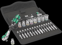 Wera 05003596001 - Socket, Ratchet â…œ" Drive + Bit Tips SAE 38PC Set w/SAE Case