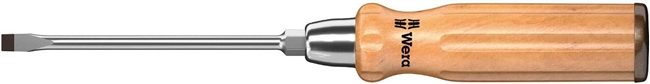 Wera 05018040001 - Wooden Handle Grip Slotted Screwdriver w/Keystone Tip & Hex-bolster 6"