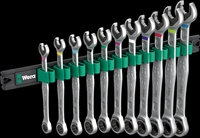 Wera 05020014001 - JOKER Combination Ratcheting Wrench 11PC Metric Set w/Magnetic Rail Holder