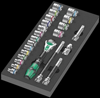 Wera 05150111001 - Ratchet/Metric Sockets â…œ" Drive 23PC Set w/Foam Insert Tool Tray