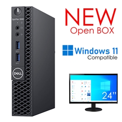 Dell 3060 Micro Computer (New Open Box) Intel Core I3 8100T 16GB RAM 256GB M2 SSD Windows 10 Pro with 24" LCD