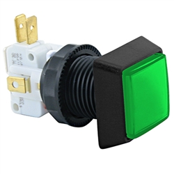 Small Square  Illuminated Pushbutton - Green