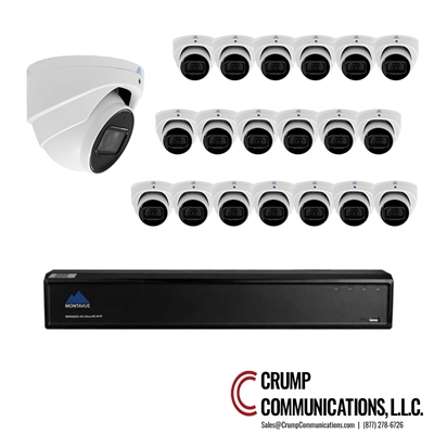 Montavue video recorder with a network switch and 16 cameras