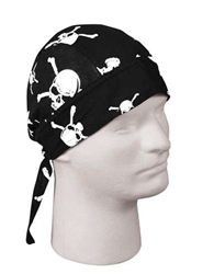 HEADWRAP SKULL & CROSSBONES - BLACK