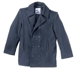 WOOL PEA COAT - NAVY