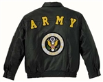 ''ARMY'' BLACK MILITARY LOGO LEATHER JACKET